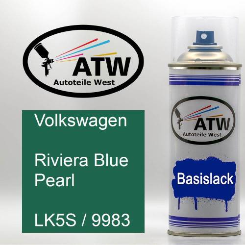 Volkswagen, Riviera Blue Pearl, LK5S / 9983: 400ml Sprühdose, von ATW Autoteile West.